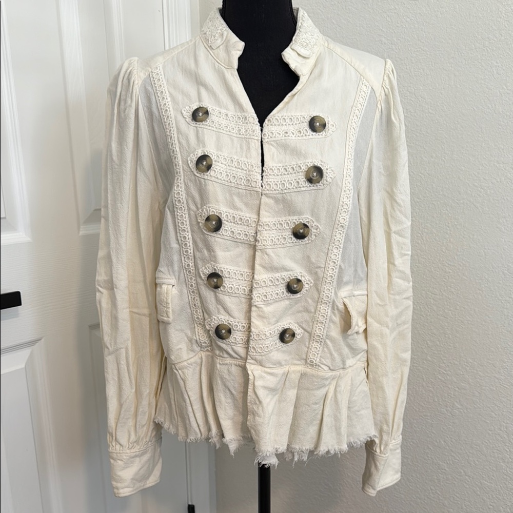 Free People Cream Blazer with Peplum Flare